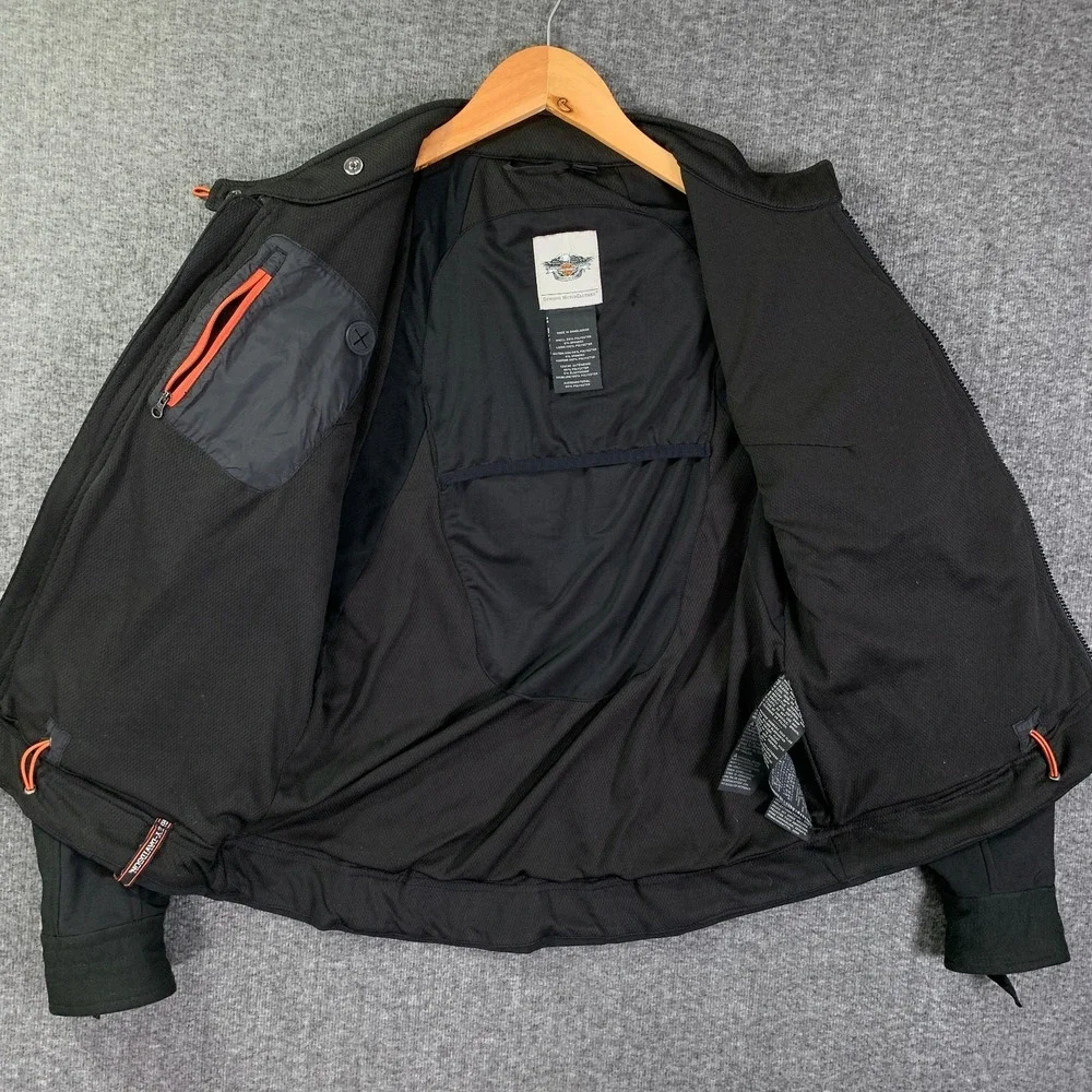 Harley Davidson Jacket Women Medium Black Motorcycle Biker Pockets Vented - Picture 2 of 13